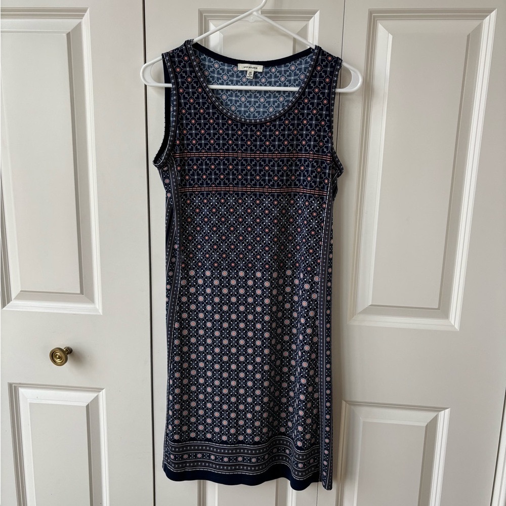 Navy and Pink Patterned Sleeveless Dress